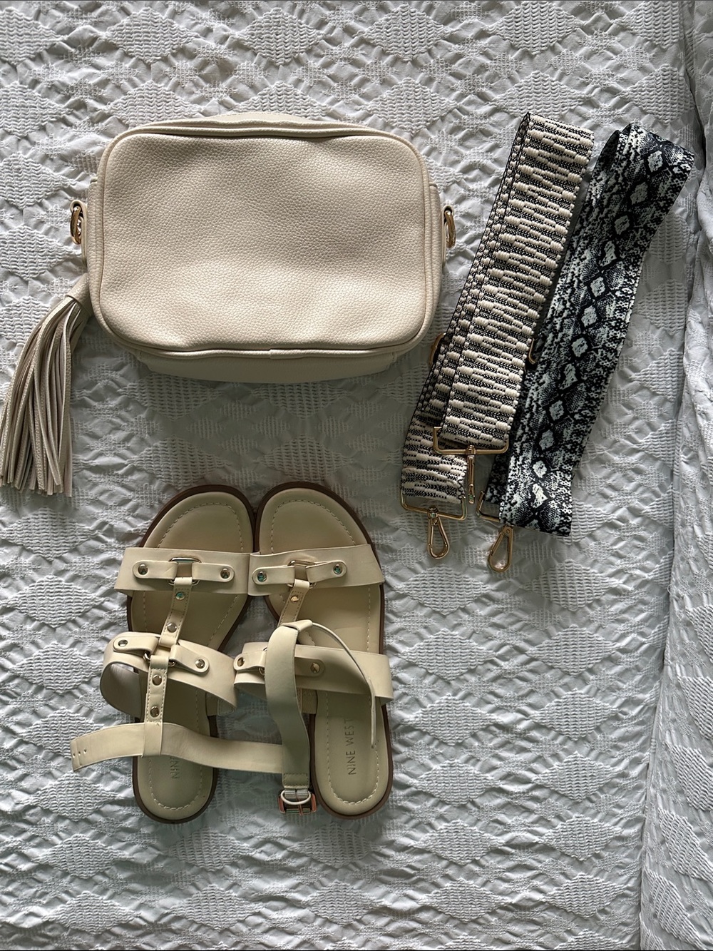Ivory Sandals & Crossbody Bag